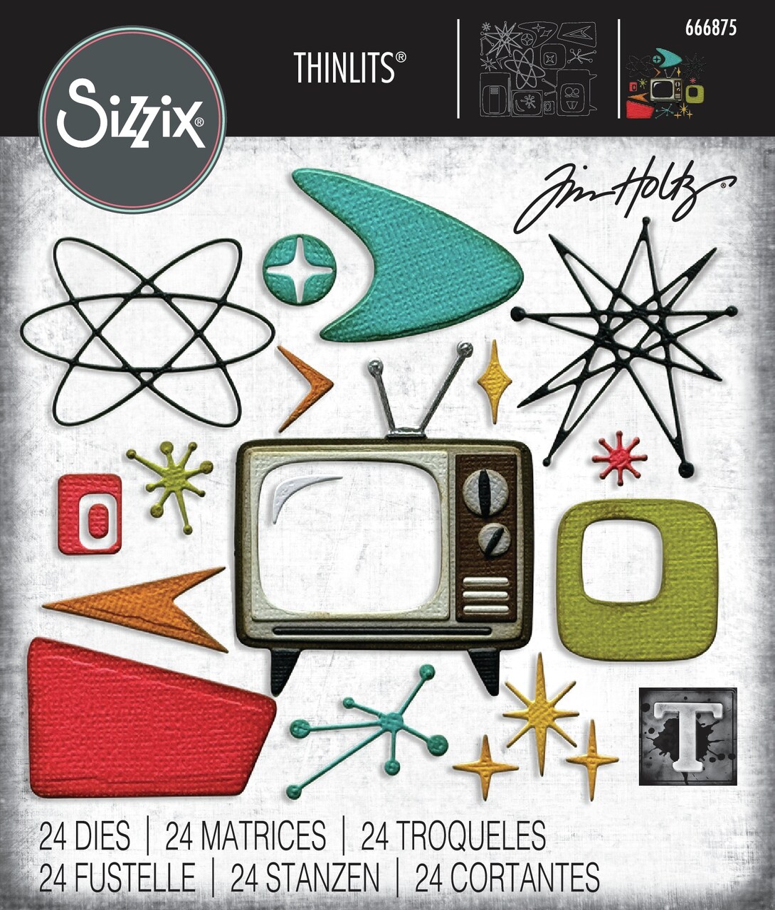 Sizzix Thinlits Die Set 31/Pkg by Tim Holtz-Vault Atomic Retro